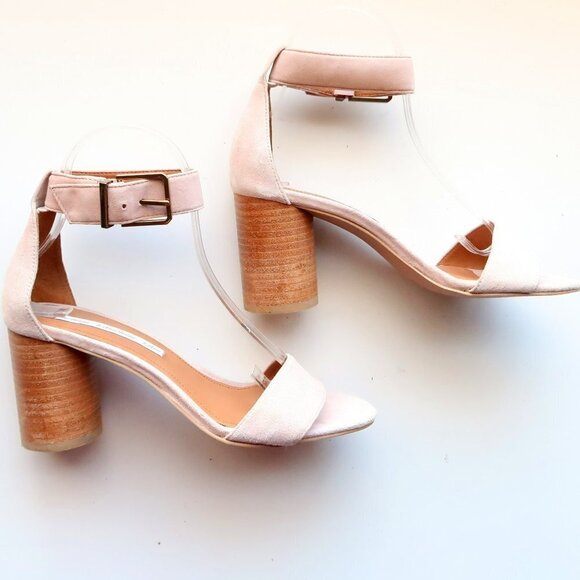 & Other Stories Pale Pink Cylinder Heel Ankle Strap Open Toe Sandals Summer Shoe - Picture 15 of 16